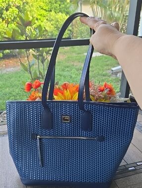 Dooney & Bourke Navy Woven Tote